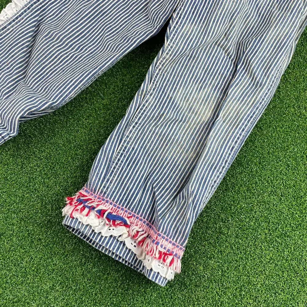 Vintage 90s Y2K OshKoshB'Gosh Custom Redone Pinstripe Girls Overalls Sz 4T